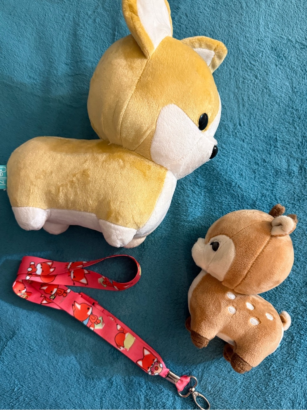 bellzi deer and corgi plush with fox lanyard plushie stuffed animal bundle